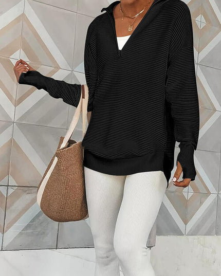 Half Zip Long Sleeve Knit Top