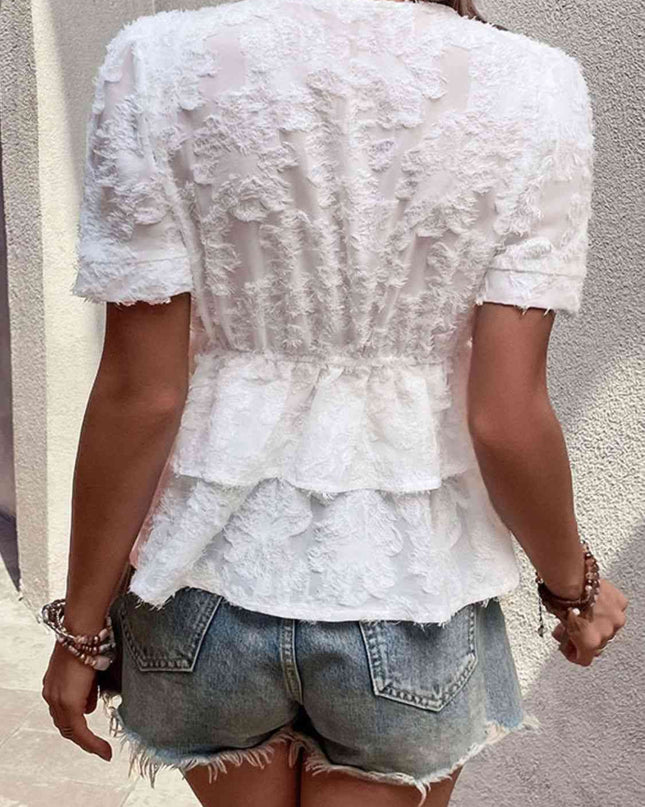 Surplice Neck Layered Peplum Top