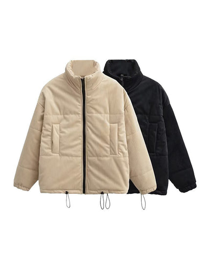 Zip Up Drawstring Winter Coat with Pockets