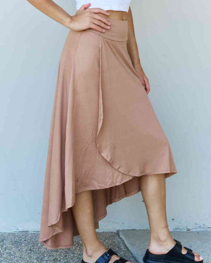 Ninexis First Choice High Waisted Flare Maxi Skirt in Camel