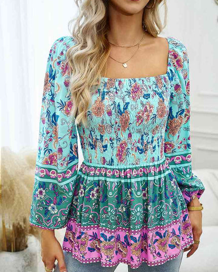 Square Neck Printed Blouse