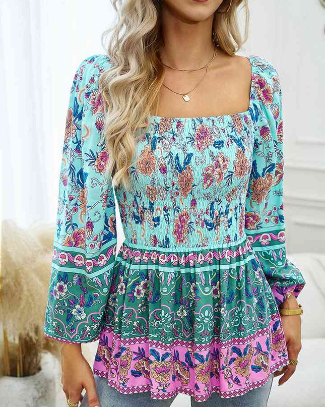 Square Neck Printed Blouse