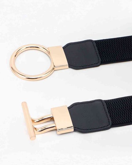 Circle Shape Buckle Zinc Alloy Buckle PU Leather Belt