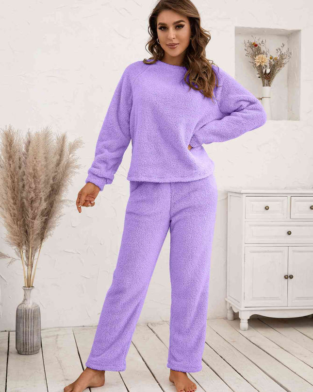 Teddy Long Sleeve Top and Pants Lounge Set