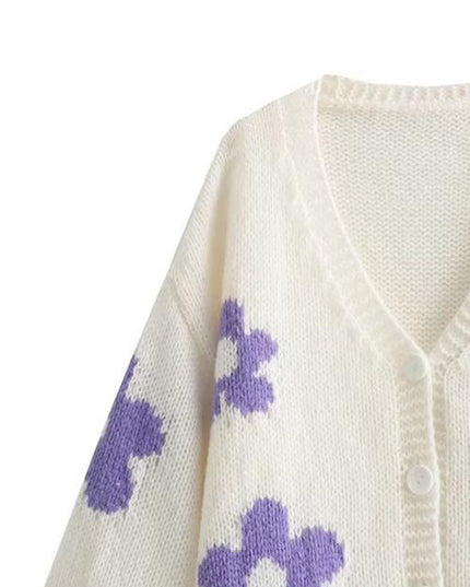 Floral Button Up V-Neck Cardigan