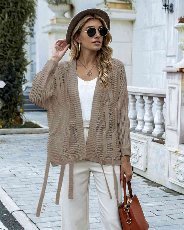 Open Front Strap Detail Cardigan