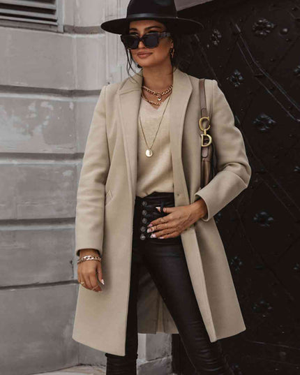 Long Sleeve Longline Coat with Pockets