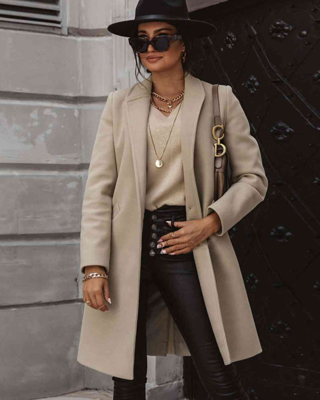 Long Sleeve Longline Coat with Pockets