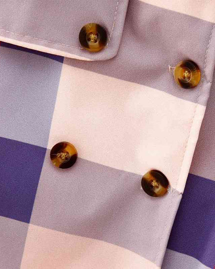 Plaid Lapel Collar Long Sleeve Coat