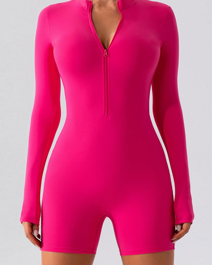 Half Zip Long Sleeve Active Romper
