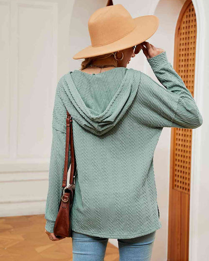 Half-Button Dropped Shoulder Hoodie