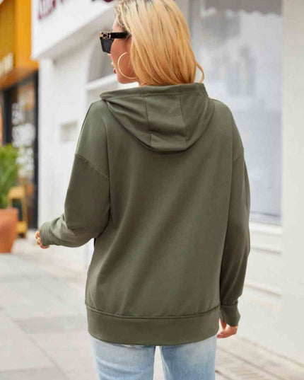 Zip Detail Drawstring Hoodie