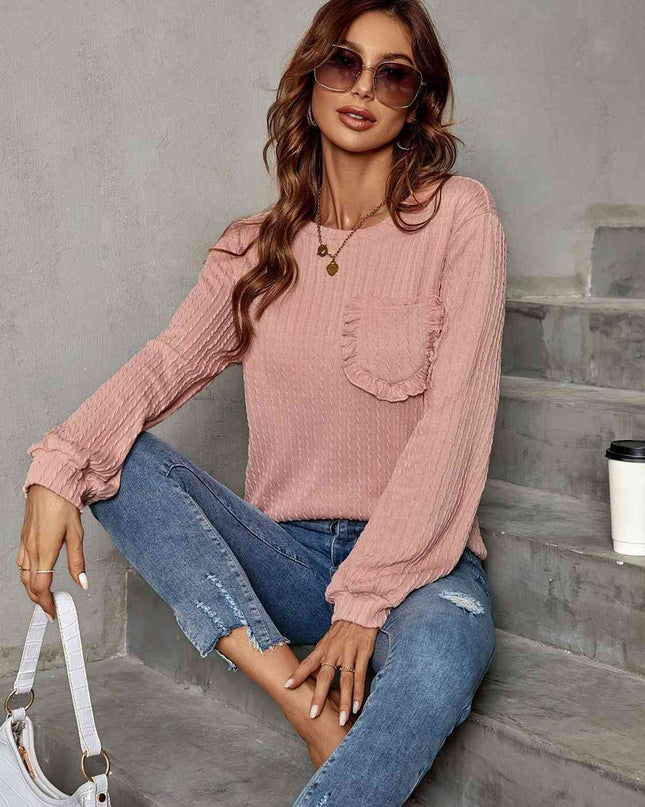 Frill Trim Long Sleeve Blouse