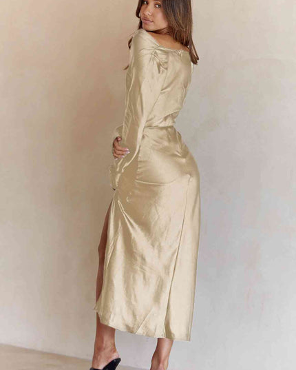Cowl Neck Long Sleeve Maxi Dress