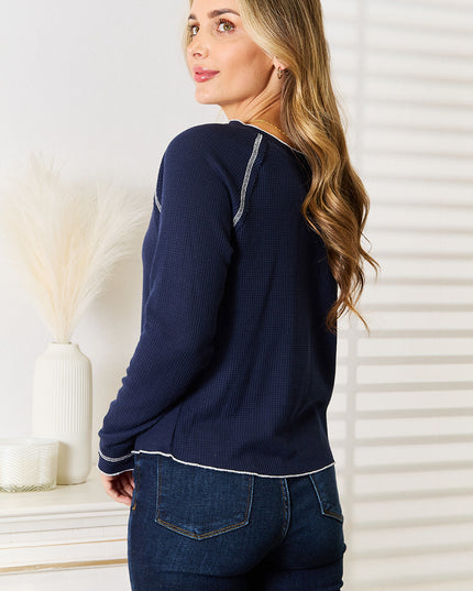 Basic Bae Long Raglan Sleeve Round Neck Top