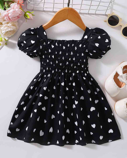Printed Square Neck Smocked Dress