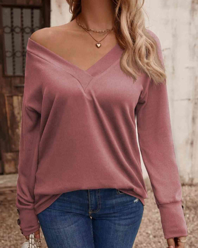 V-Neck Long Sleeve Top
