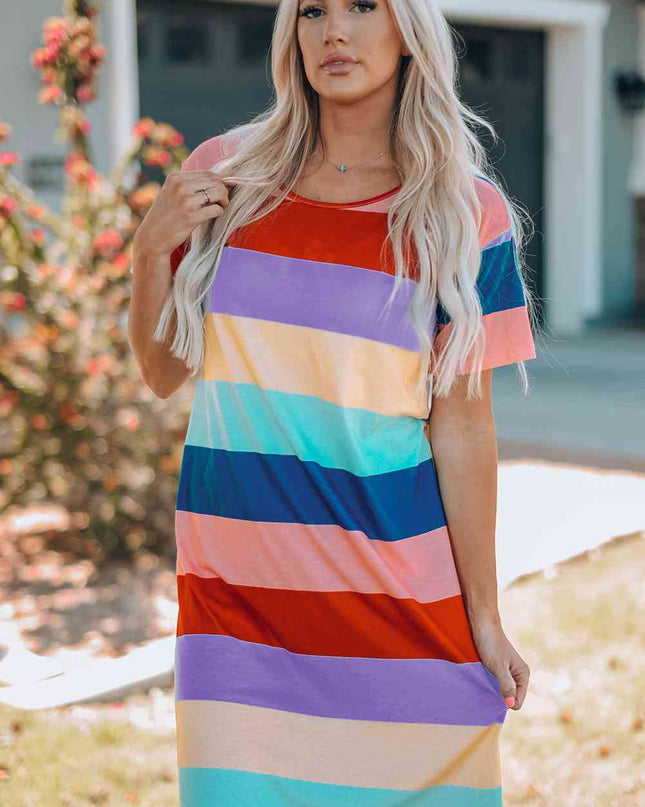 Women Color Block Side Slit Mini Dress