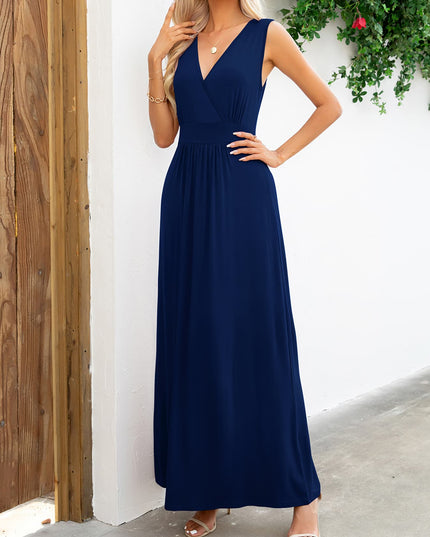 Surplice Neck Sleeveless Maxi Dress
