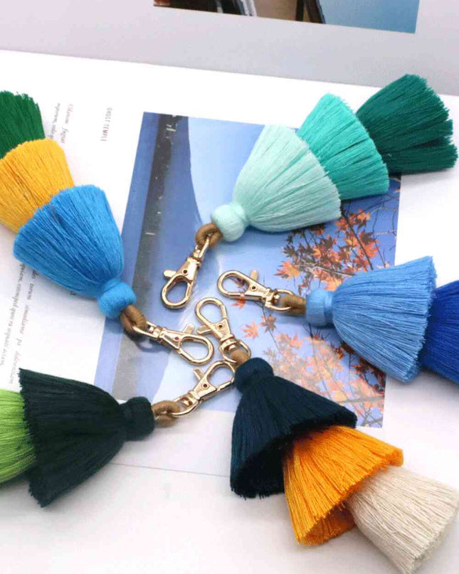 Assorted 4-Pack Multicolored Fringe Keychain