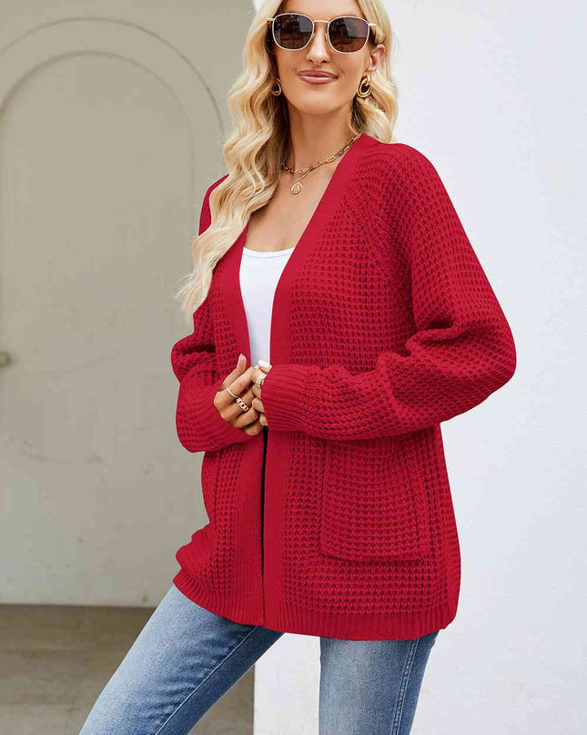 Open Front Long Sleeve Cardigan with Pockets