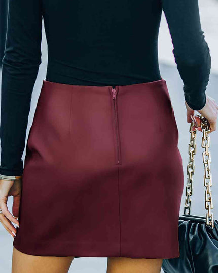 Double Take Asymmetrical PU Leather Mini Skirt