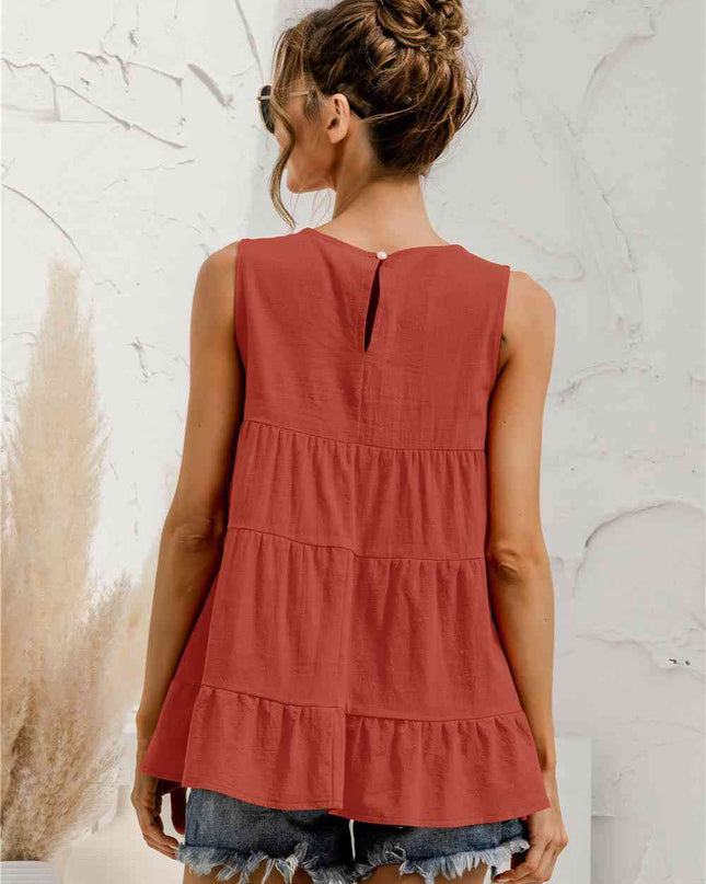 Round Neck Tiered Tank