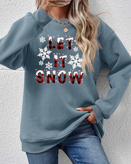 LET IT SNOW Round Neck Long Sleeve Sweatshirt