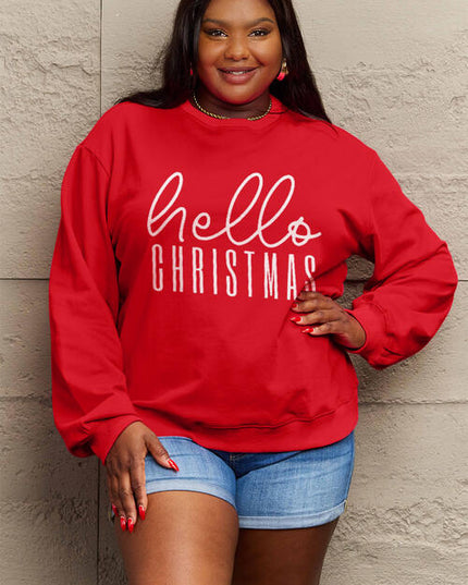 Simply Love Full Size HELLO CHRISTMAS Long Sleeve Sweatshirt