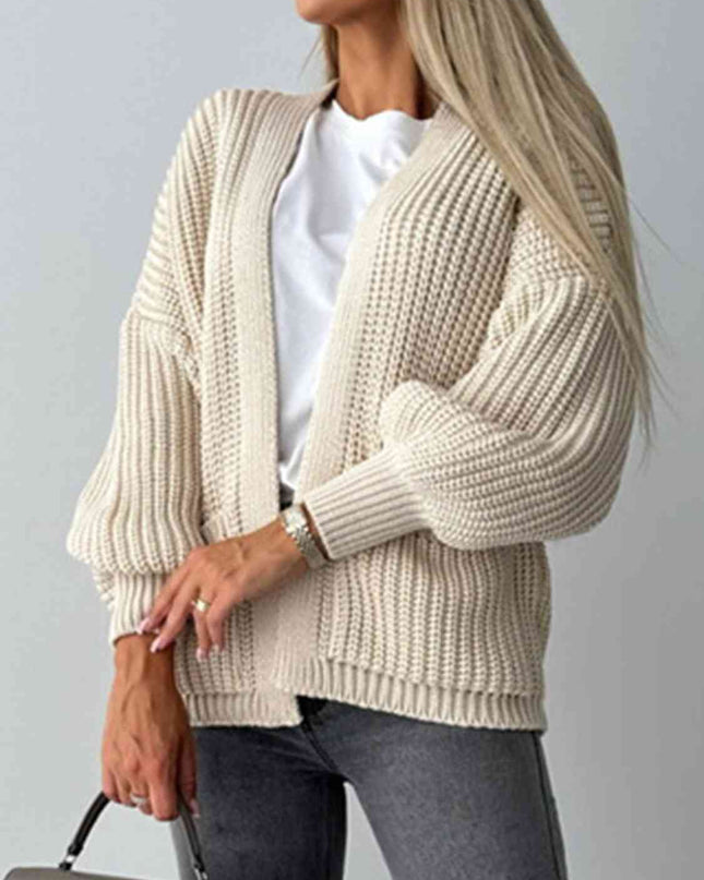 Open Front Dropped Shoulder Cardigan