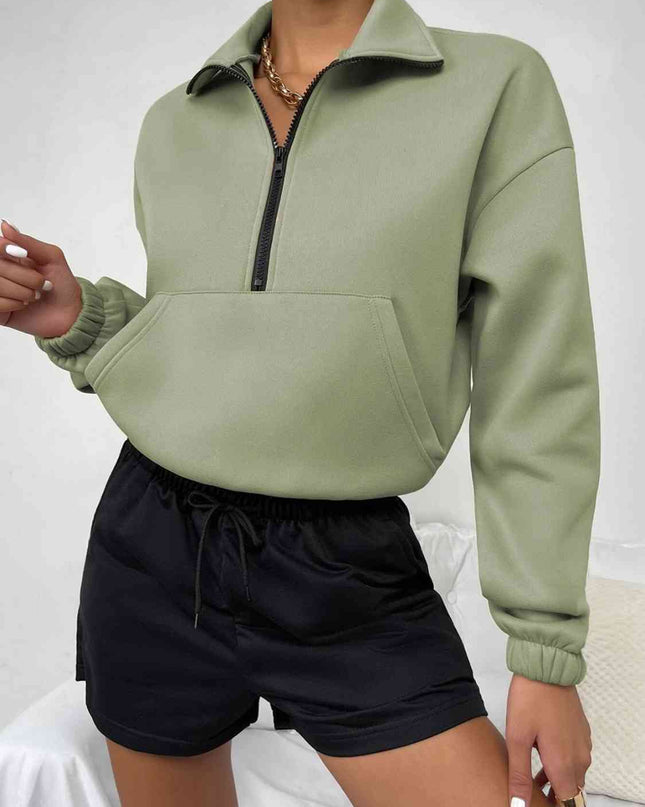 Half-Zip Dropped Shoulder Sweatshirt