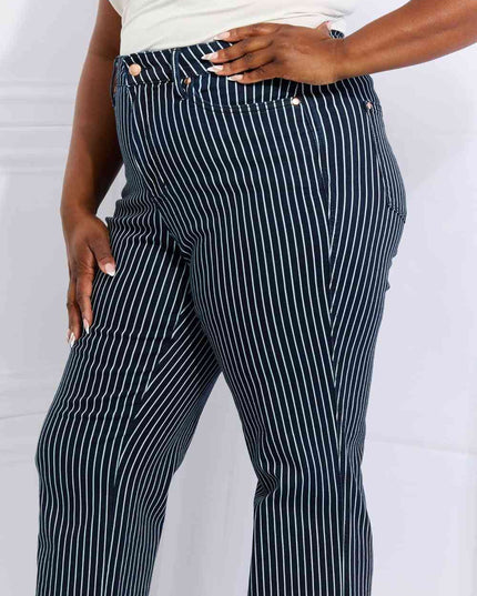 Judy Blue Cassidy Full Size High Waisted Tummy Control Striped Straight Jeans