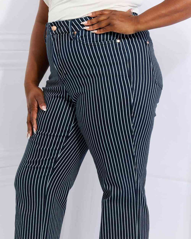 Judy Blue Cassidy Full Size High Waisted Tummy Control Striped Straight Jeans