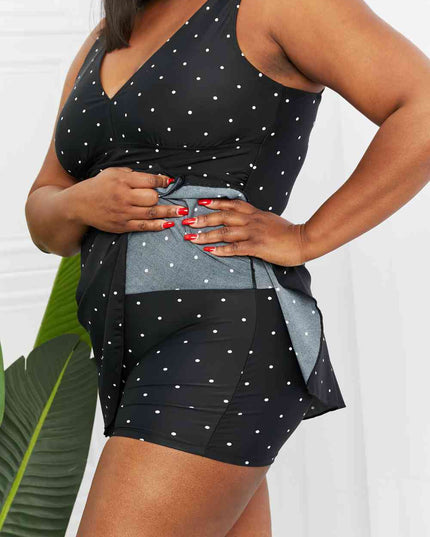 Marina West Swim Full Size Clear Waters Swim Dress in Black and White Polka Dot
