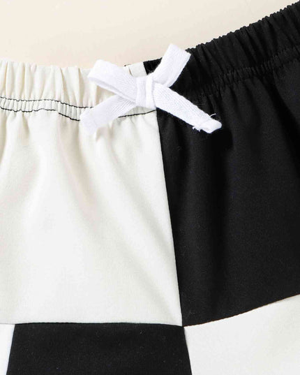 Color Block Elastic Waist Shorts