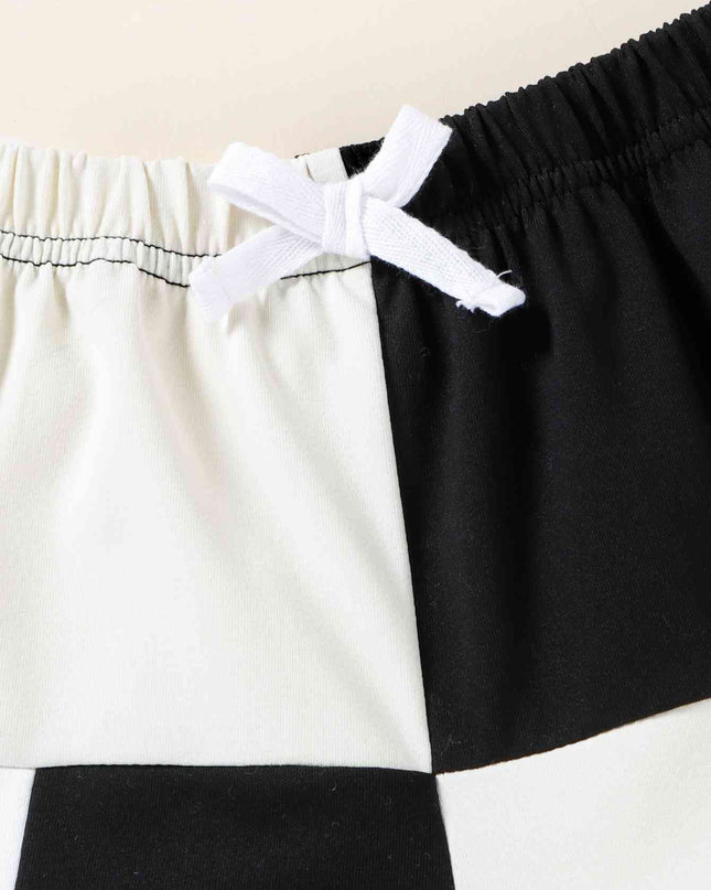 Color Block Elastic Waist Shorts
