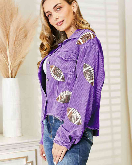 Football Patch Raw Hem Shacket
