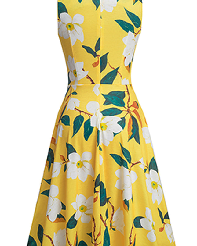 Printed Smocked Waist Sleeveless Dress