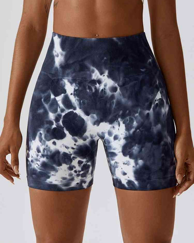 Tie Dye Wide Waistband Slim Fit Sports Shorts