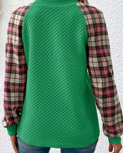 Plaid Round Neck Sweatshirt