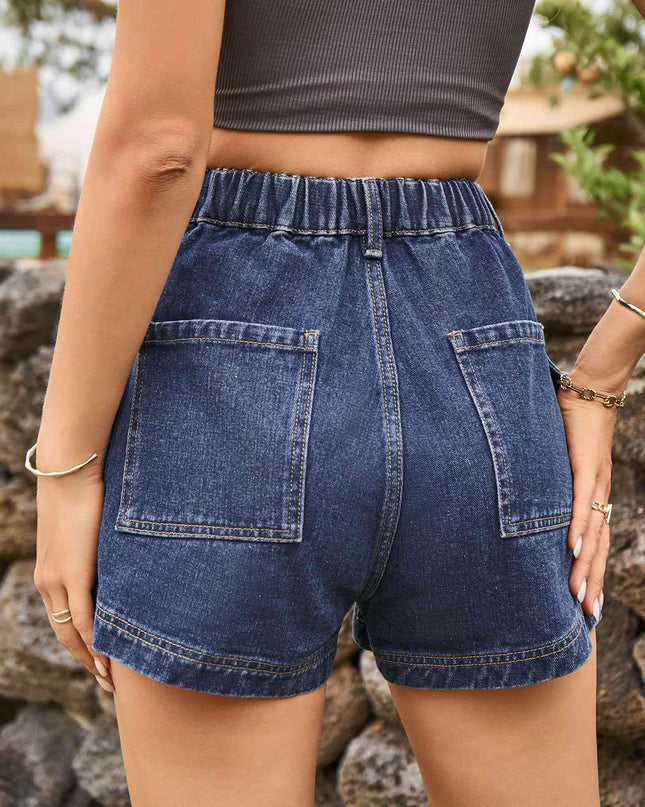 High-Waist Denim Shorts with Pockets