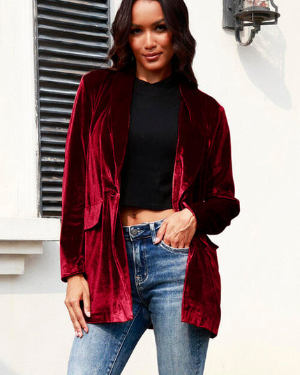 Button Up Pocketed Long Sleeve Jacket