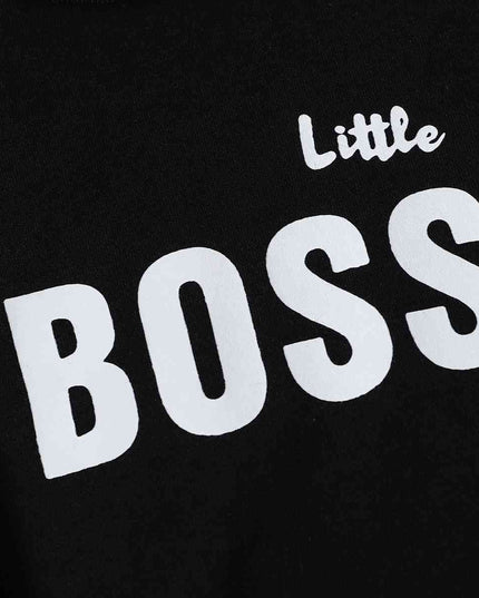 LITTLE BOSS Round Neck Long Sleeve Tee and Pants Set