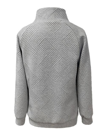 Buttoned Mock Neck Long Sleeve Sweatshirt