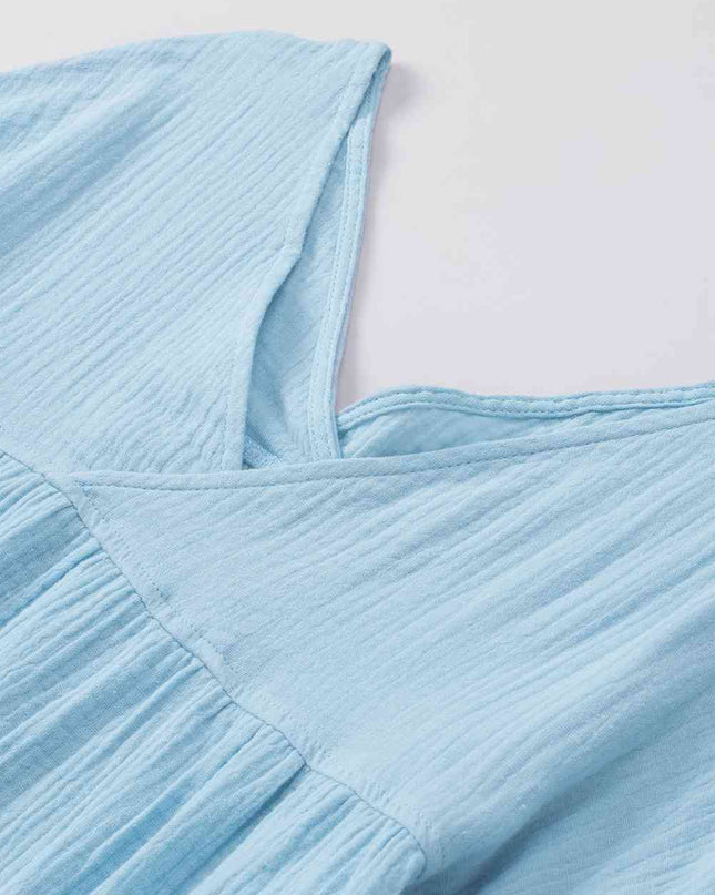 Dropped Shoulder V-Neck Blouse
