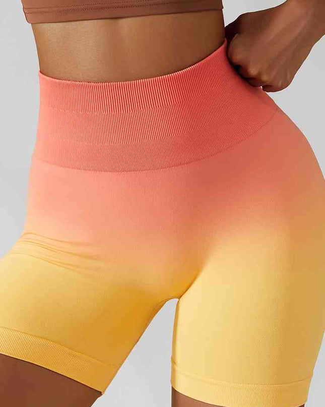 Gradient Wide Waistband Slim Fit Sports Shorts