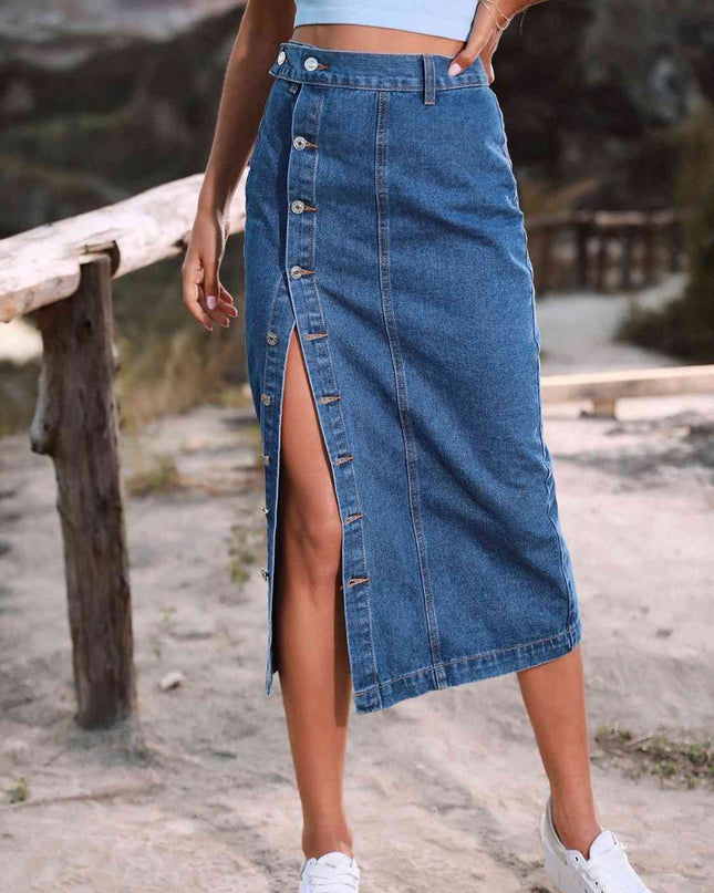 Button Down Denim Skirt
