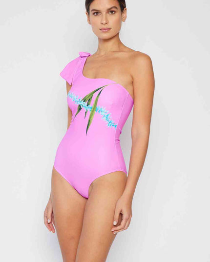 Marina West Swim Vacay Mode One Shoulder Swimsuit in Carnation Pink