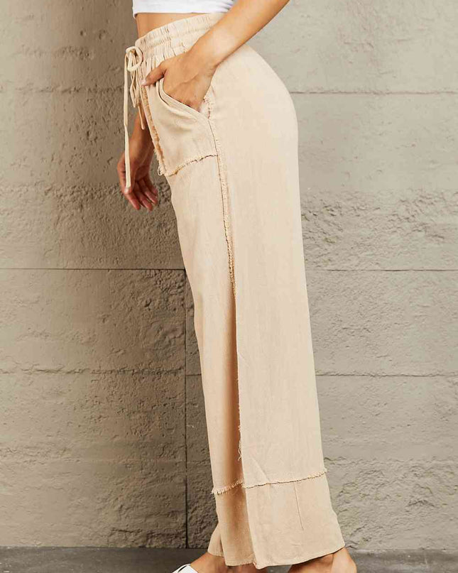 HEYSON Love Me Full Size Mineral Wash Wide Leg Pants