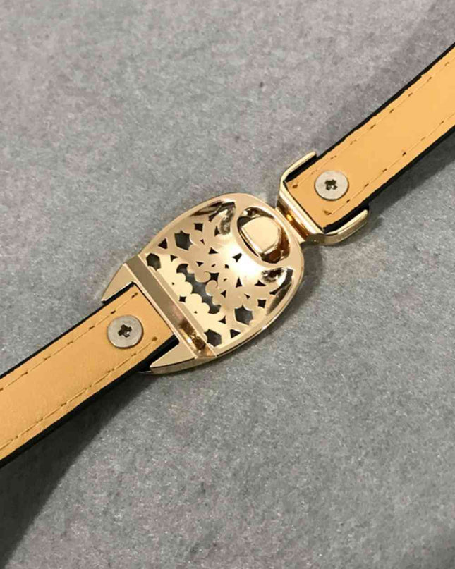 Skinny PU Leather Belt with Alloy Buckle